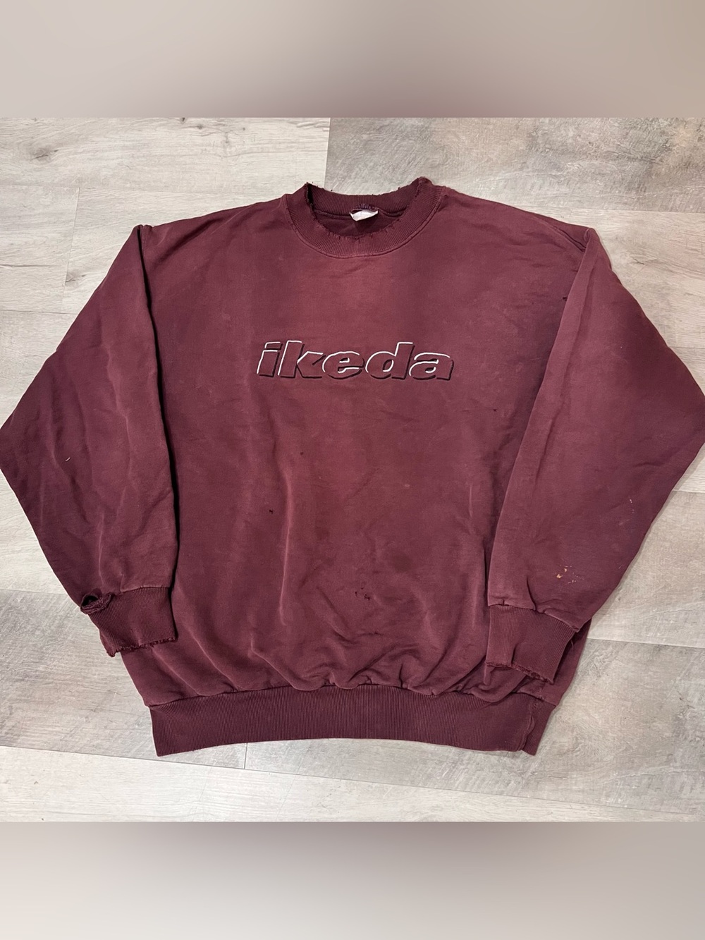 Vintage IKEDA Sweatshirt Features Embroidered Lettering 700 series design